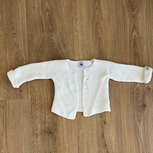 Petit Bateau Girls 18mo White Knit Sweater